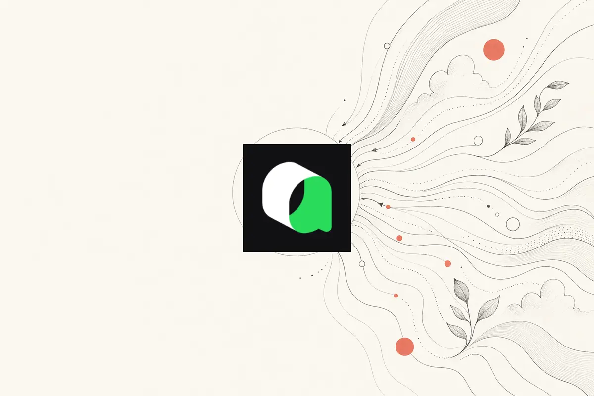 SankiWork vs Qoder — warm-paper editorial illustration of a prompt converging into a design hub you own