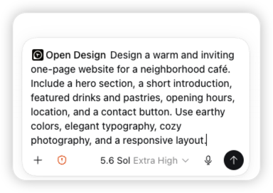 A real Codex prompt asking SankiWork to create a warm neighborhood cafe website